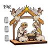 Decorazione Natalizia Ecologica Ornamento Luminoso da Tavolo di Natale, Decorazione ad Albero 3D in Legno con Ornamenti d'Atmosfera Luce Calda, Centrotavola Festivo