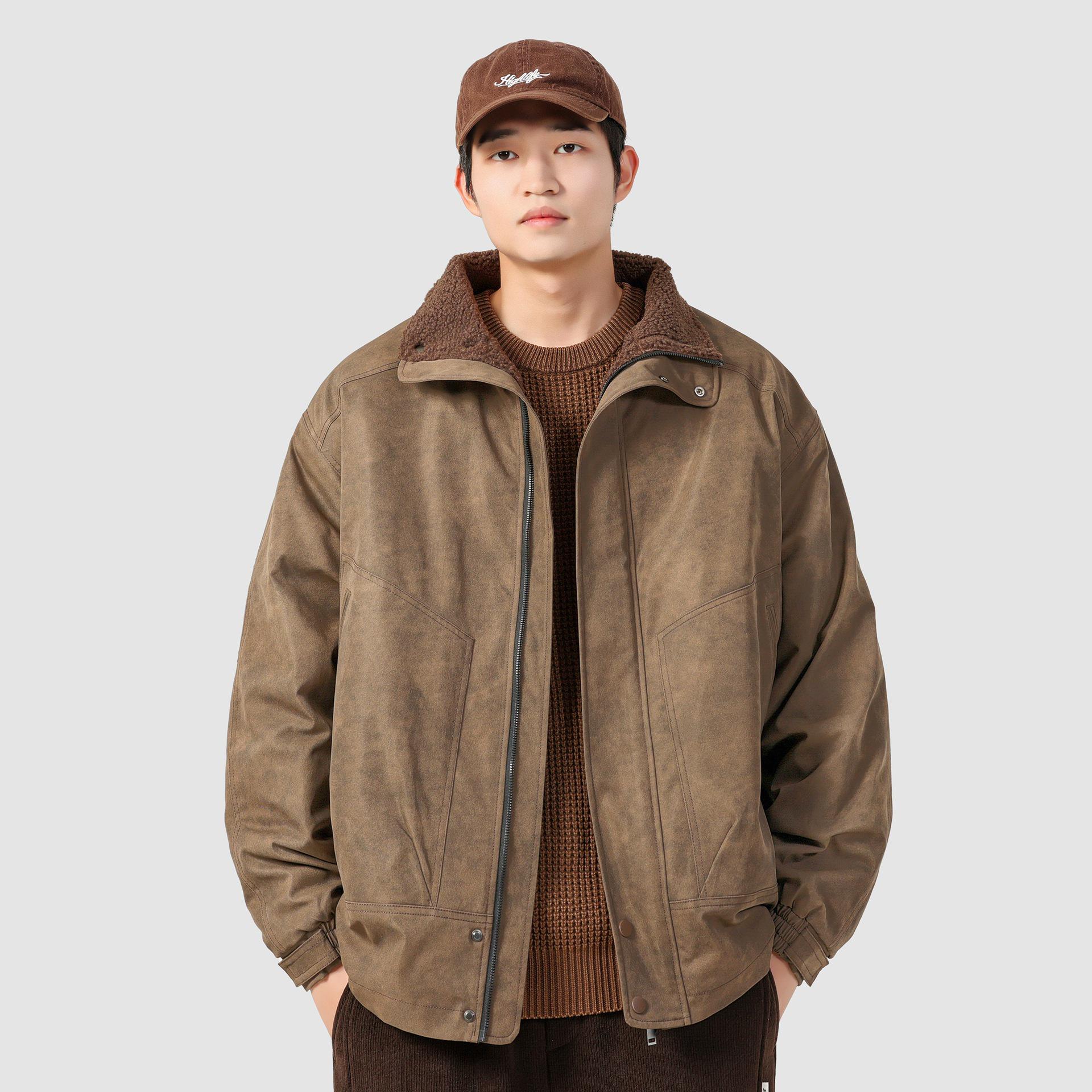 

Heavy Industry Men s Retro American Lambswool Workwear Jacket - Cotton, Velvet, and Warm Casual Outerwear. M