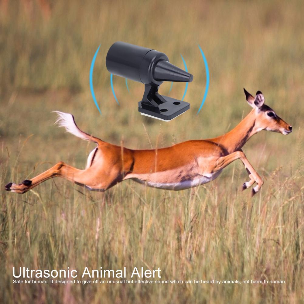 4PCS Car Detachable Ultrasonic Deer Snake Alert Sound Alarm Wind Power Animal Repeller Black
