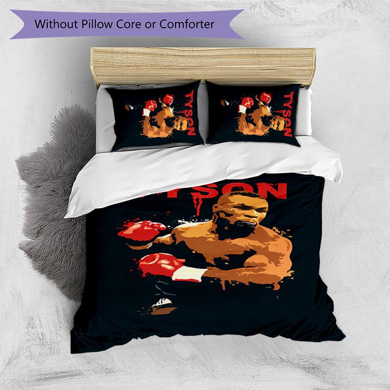 Mike Tyson Printed 3PCS Bedding Set Soft Breathable Duvet Cover Pillowcases Set Washable Bedroom Decor Home Gift