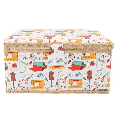 Sewing Basket Large Capacity Portable Sewing Storage Box with Detachable Plastic Tray