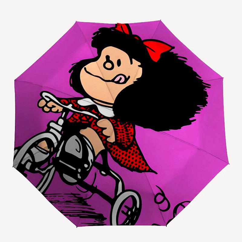 Mafalda, Bicycle Automatic Opening and Closing, 8 Rib Structure Portable Umbrella, Suitable for Men and Women In All Seasons  Perfect Gift F