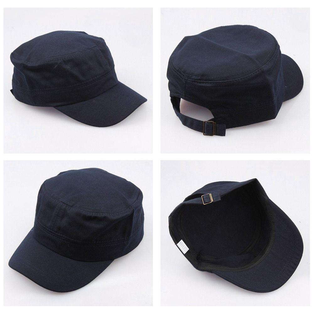Outdoor Adjustable Women Men Summer Sunscreen Cadet Hat Flat Top Caps Bone Cap Men  Cap