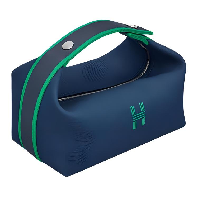 Hermes Bride-A-Brac Palladium Coated Canvas Storage Bag Men bags Navy-Blue H103222M03