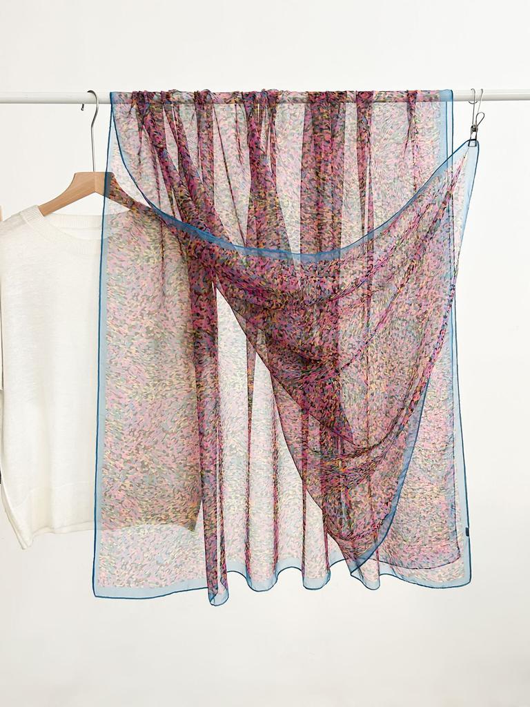 Summer new soft yarn silk scarf large size printed beach scarf rose travel vacation sunscreen scarf spot