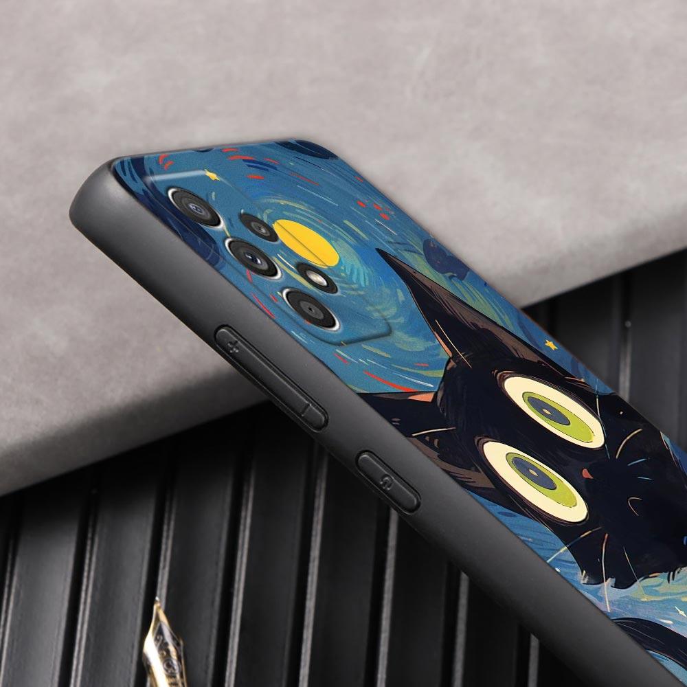 Painting Starry Sky Cat Phone Case For Samsung Galaxy A57 A56 A37 A55 A36 A26 A54 A52 A35 A34 A25 A17 A16 A15 A07 A06 Soft Cover