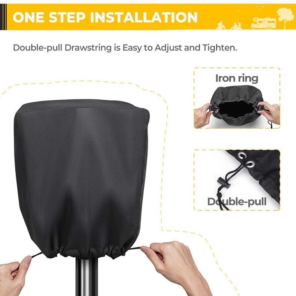 Electric Tongue Jack Cover Waterproof 600D Oxford Fabric for RV Trailer Jack Head Quick Installation No Tools Required