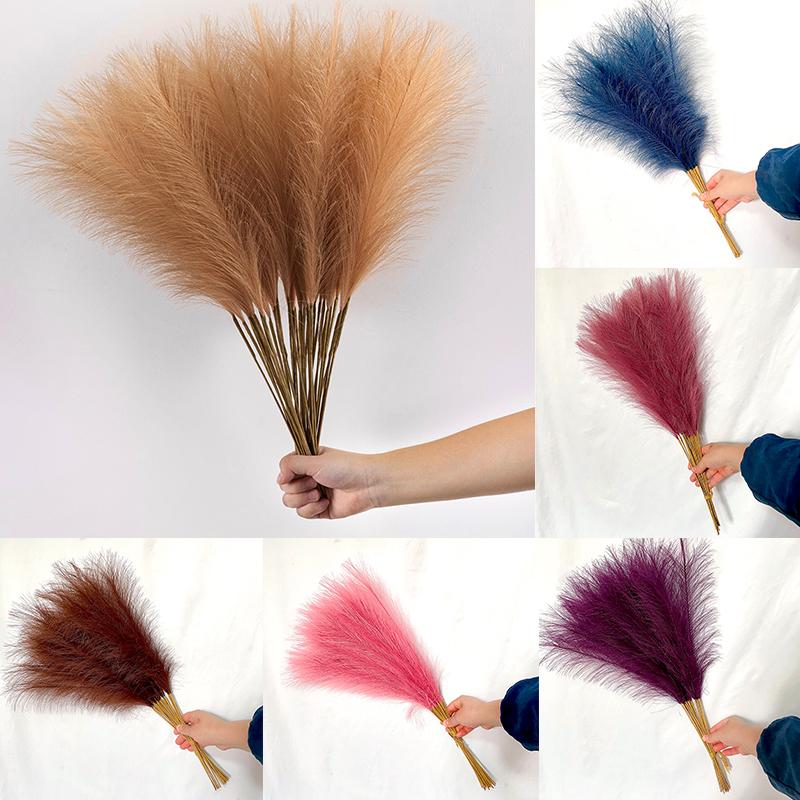 10 Stück Künstliches Pampasgras Deko Künstliches Puschelrohr Flauschige Simulation Kunstpflanze Blume Hochzeitsparty Wohnzimmer Heimdekoration