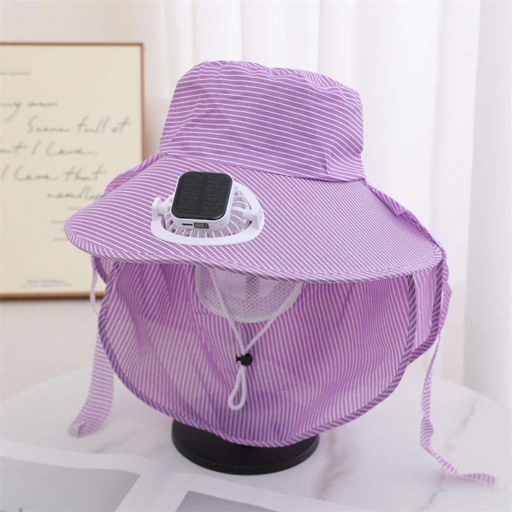 

Durable Solar Fan Face Mask Sun Hat 300mA Wide Brim Tea Picking Work Hat UV Protection Full Wrap Bucket Hat Summer Unisex
