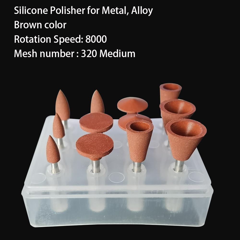 Jnsur Dental Dentistry Polishing Kit 12Pcs Silicone Grinding Heads For Low Speed Handpiece Ceramic/Composite/Metal/Alloy Teeth