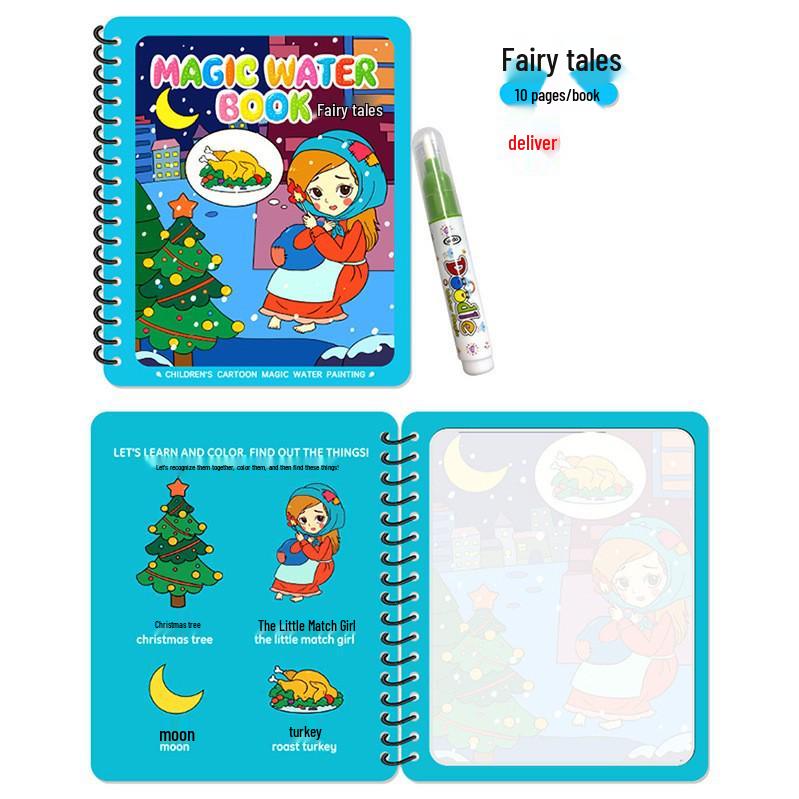 Children's Magic Water Painting Book: Reusable Color Doodle Album with Clear Water Pen for Kindergarten