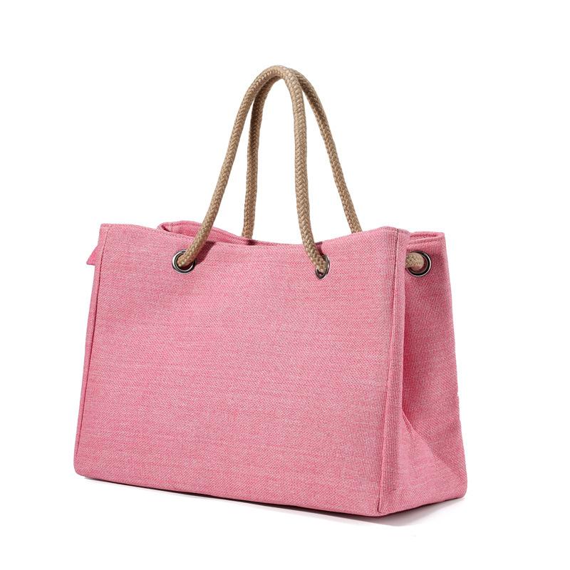 Hot-selling Women's Bags New Linen Shoulder Bags Large Capacity Solid Color Fashion Casual Portable Tote Bags