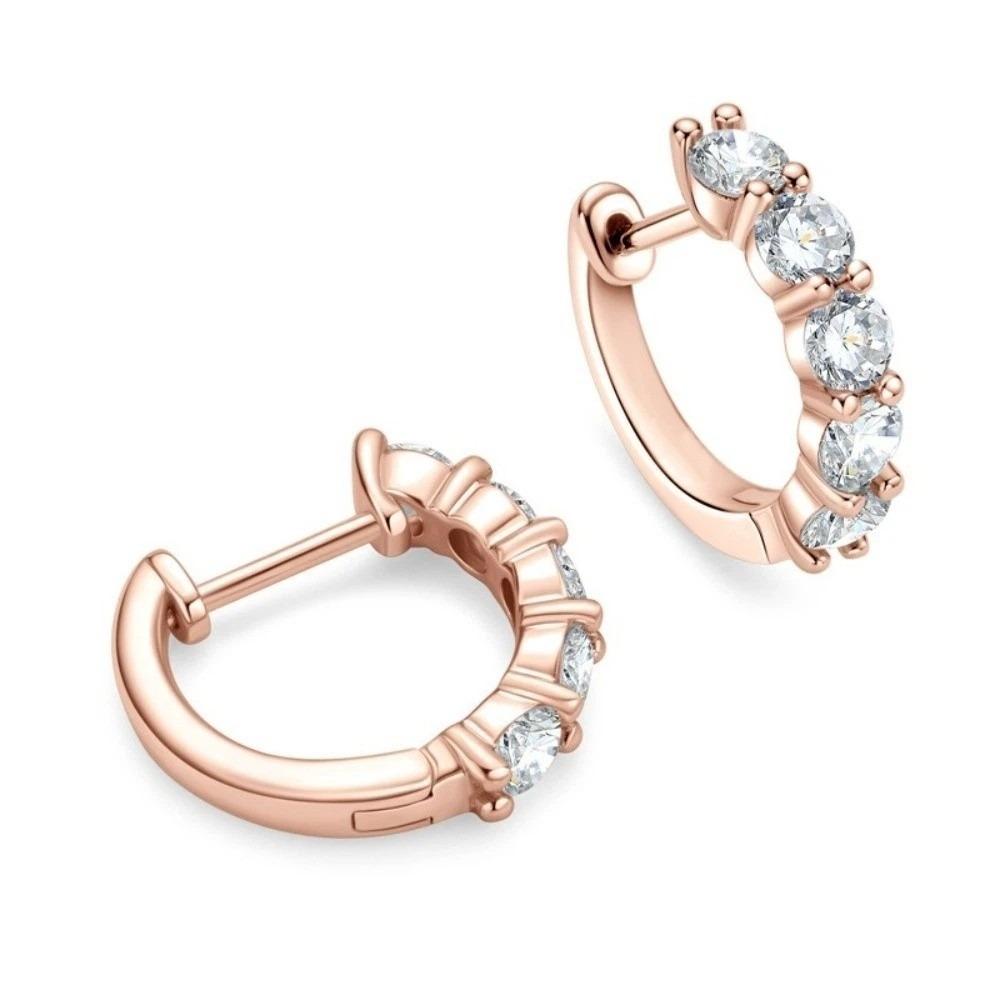Light Luxury Crystal Studded Earrings Minimalist Zircon Ear Stud Small Hoop Earrings  Party