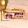 Purple Crystal Zircon Rectangle Stone Rings For Women Vintage Gold Color Engagement Bands Wedding Jewelry Accessories