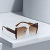 Modern Fashion Orange Grey Gradient Square Sunglasses With Orange Metal Strip Decoration Sunglasses Women  Glasses Women