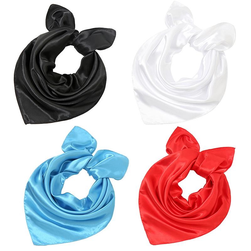 Square Scarf For Women Girls Candy Color Neckerchief Silk Feeling Stain Shiny Headband Silk Hair Wraps Bag Accessories Gifts