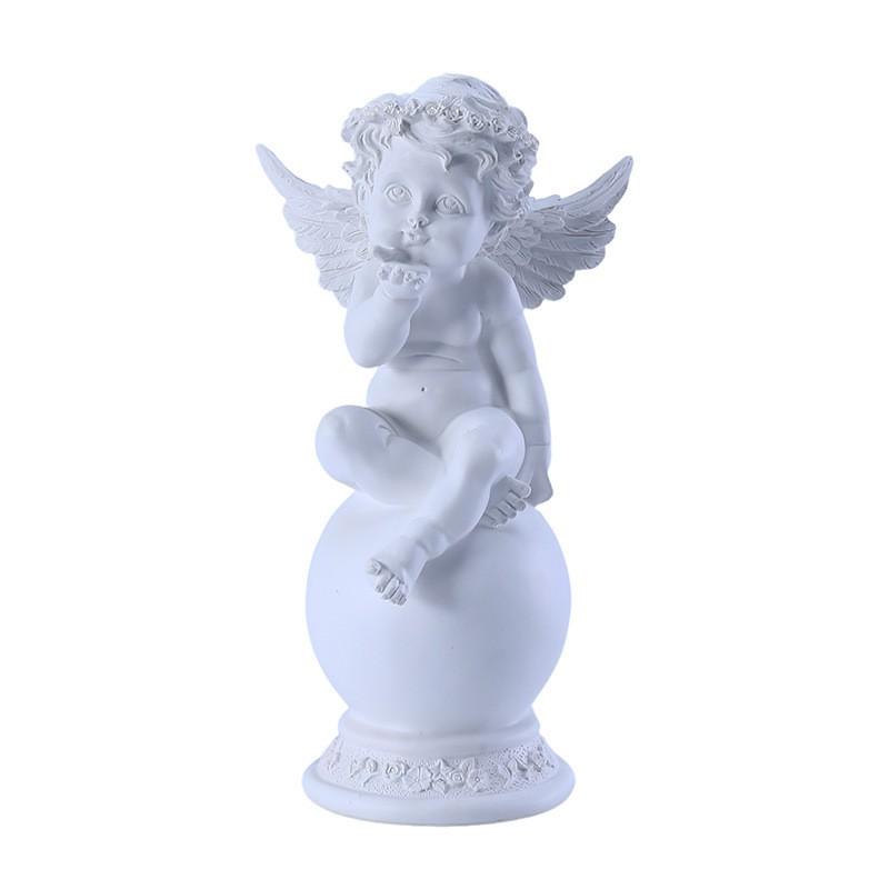 26cm White Resin Angel Figurine Classical Decor Birthday Gift Friends Christmas Home Ornament