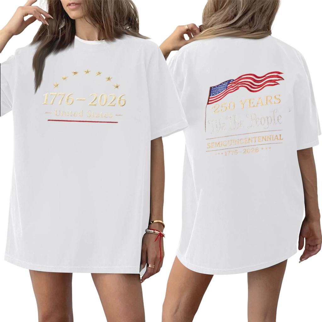 Women's Casual Printed Round Neck Pullover Short Sleeve Top
