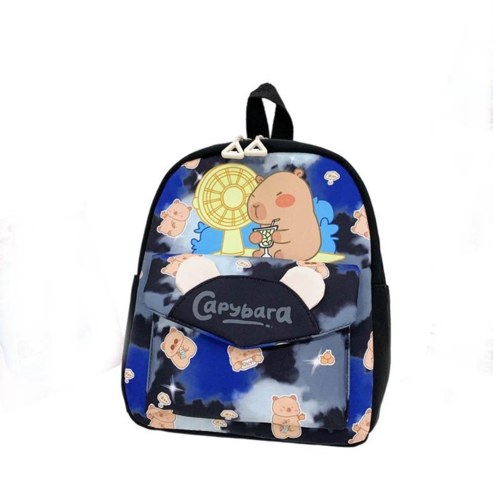 Large Capacity Cartoon Animal  Schoolbag Nylon Kids Book Bag Cartoon Capybara Backpack  Kids