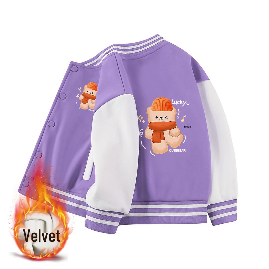 2025 Neuer Stil Jungen- und Mädchen-Baseballjacken - Frühjahrs-, Herbst- und Winter-Fleecefutter-Oberteile für Kinder