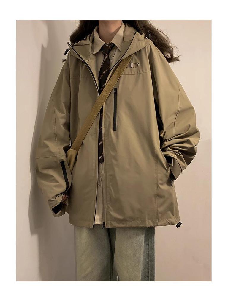 Jaqueta Corta-Vento Feminina 2025 Primavera American Vintage para Montanhismo - Casaco Casual Outdoor da Moda