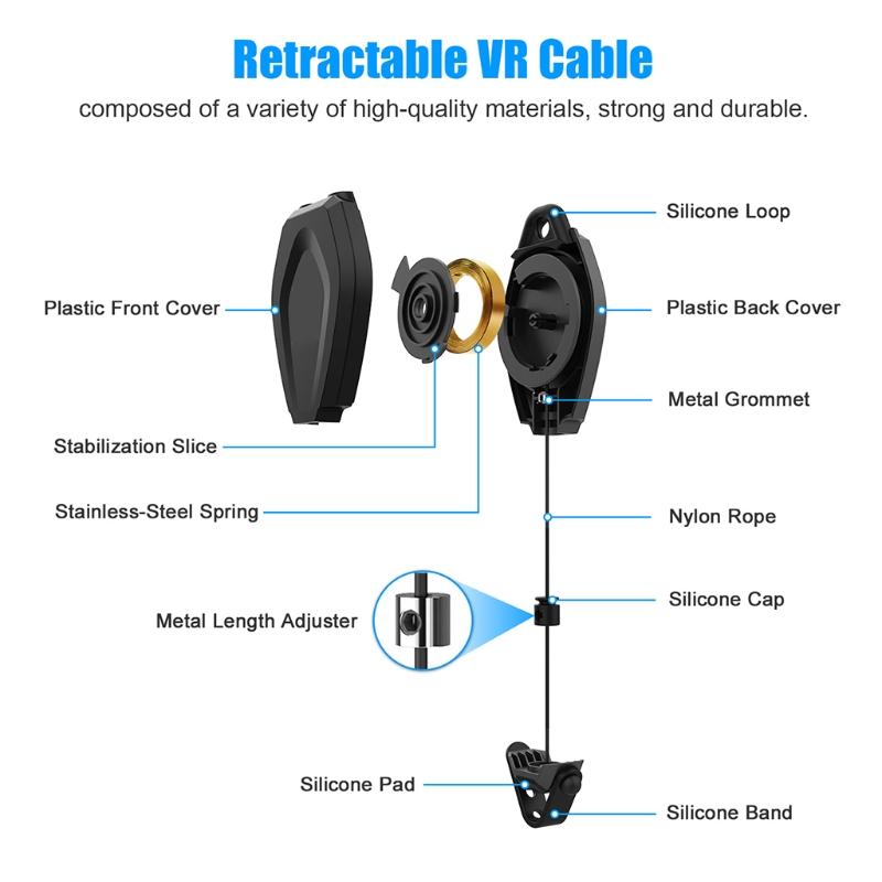 For Oculus Quest 2/Rift/Rift S/Valve Index HTC Vive Reverb  Link Cable VR Cable Retractable Ceiling Pulley System