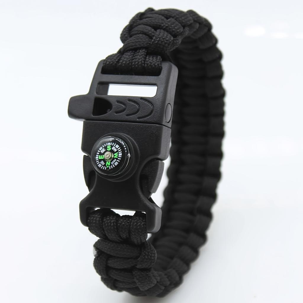 Vintage Style Multi-Function Outdoor Adventure Bracelet with Compass and Whistle Pendant