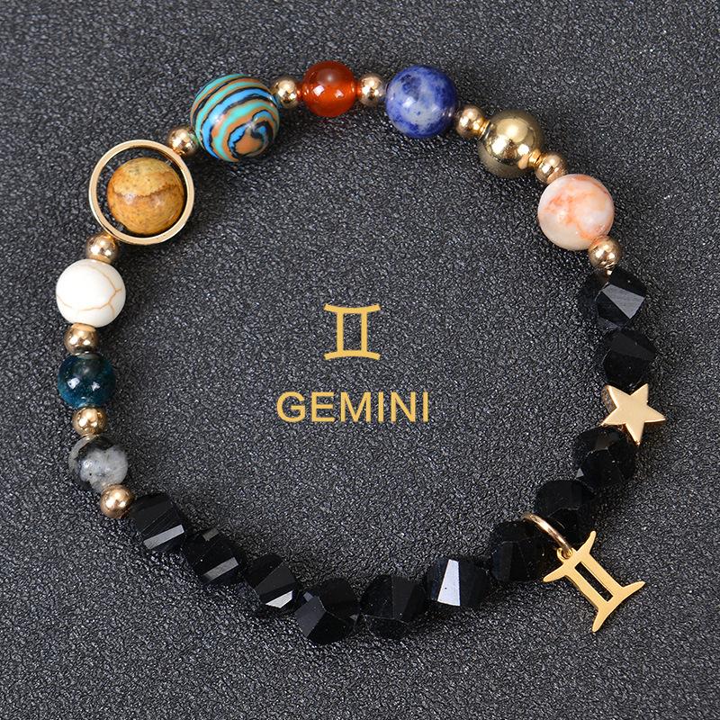 Eight major planets and twelve zodiac signs bracelet, frosted stone, bead bracelet, planets, Christmas gift, Stocking stuffers