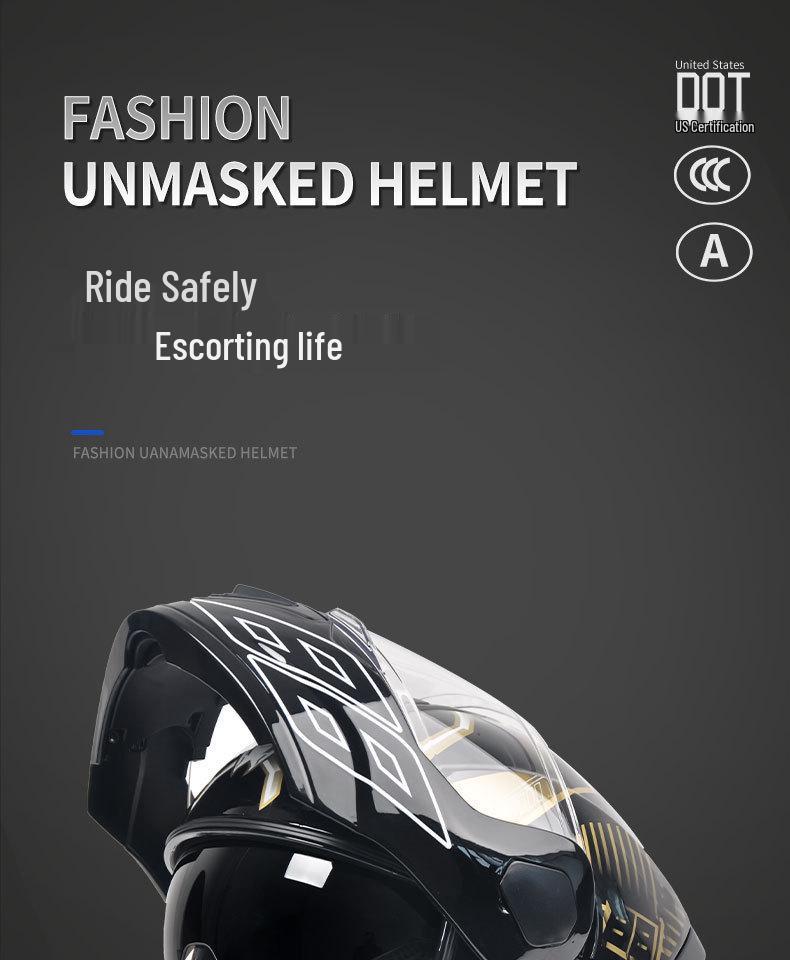 Unisex Electric Motorcycle Full Face Helmet, 3C/DOT Certified, All-Season Flip-Up Safety Helmet