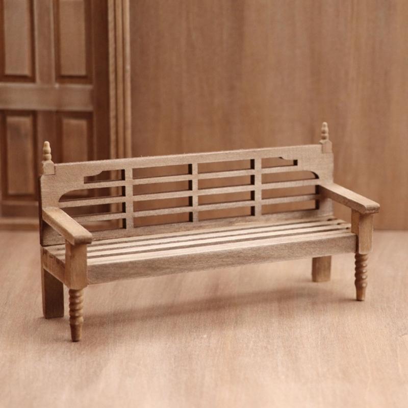 Realistic Wooden Dollhouses Chair 1/12 Scale Miniature Furniture Model Figurine For Park Scene Decoration Craft Project