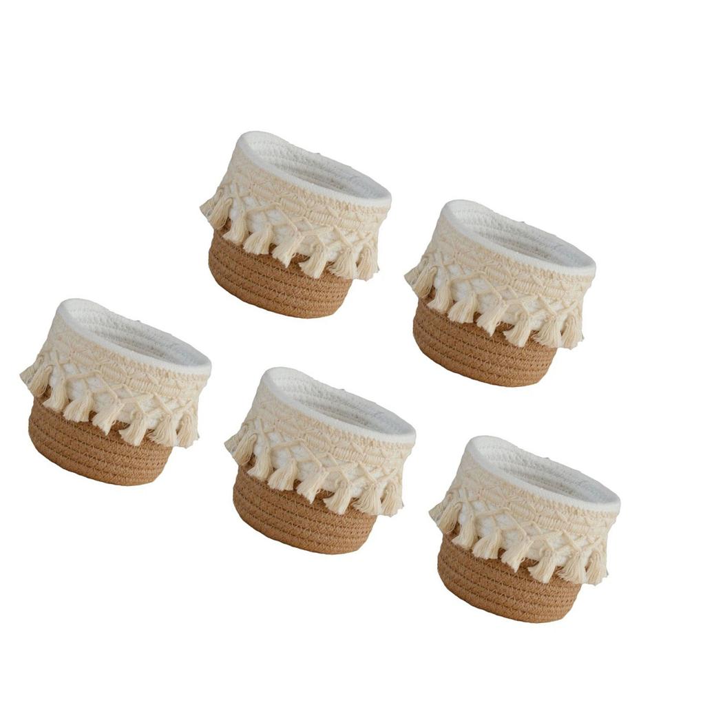 5Pcs Cotton Rope Woven Pen Holder Makeup Brush Holder Multifunctional Storage Case Woven Basket Pen Cup for Office