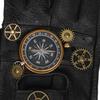 Steampunk Half Finger Leather Gloves with Gear Decor and Compass Design Retro Mechanical Style for Cosplay Riding