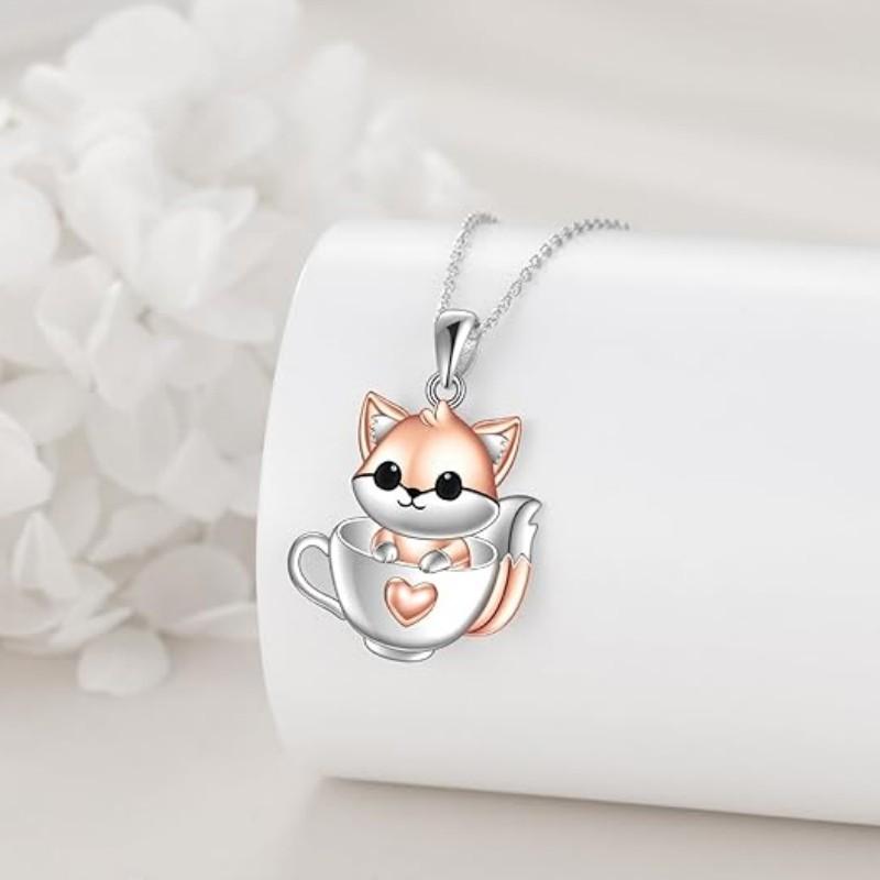 New Fashion Personalized Nature Animal Design Cute Fox Cup Pendant Necklace