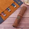 Creative Treasure Map Retro Pencil Case Leather Large Capacity Roll Pencil Bag Embossed Buckle Simple Stationery Box Roll Portable Pencil Pen Holder