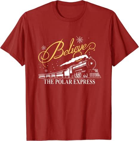 The Polar Express Believe Christmas Family Matching Pajamas TShirt Sayings Quote Graphic Tee Tops Xmas Party Holiday Clothes