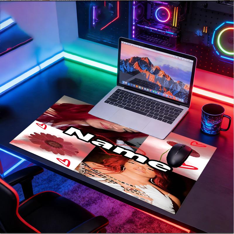 Custom Name Personalized Karol G Pattern Mousepad, Laptop PC Desk Mat, Decorative Desk Mat for Home Keyboard Pad Gift