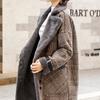 Manteau Parka en fausse fourrure à carreaux pour femme, automne-hiver, en fourrure d'agneau, pardessus féminin, ajouter du velours pour garder au chaud, vêtements d'extérieur