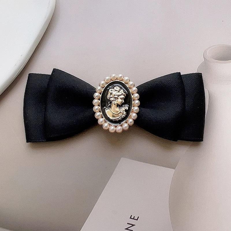 Japanese Korean Lolita Baroque Pearl Bow Brooch - Retro Luxury Floral Academy Style Accessory