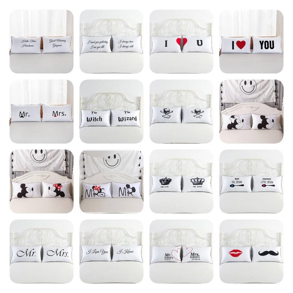 Couple 1 Pair Lovers Home Decor Pillow Case Sofa Waist Throw Cushion Cover