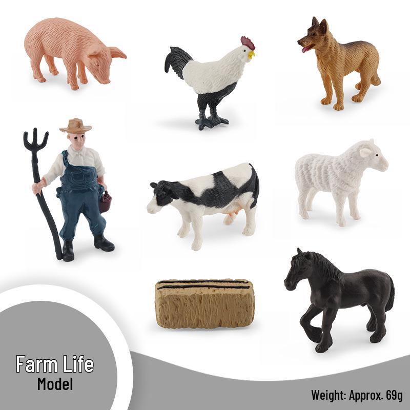 Cross-border Farmyard Decorative Chicken Figurines: Rooster, Hen, and Chicks Pecking in Courtyard with Woman, Rice, and Flower Bed