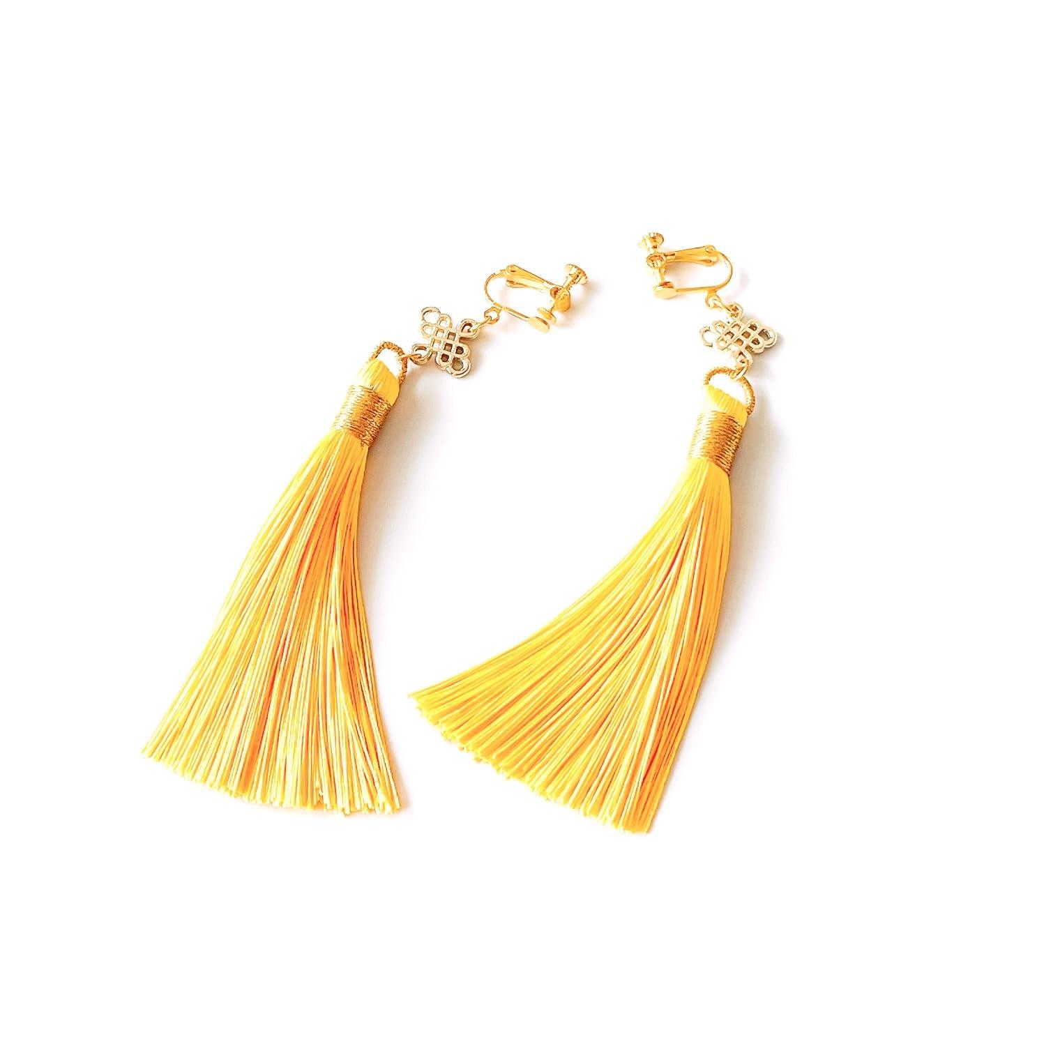 

Fringe earrings tassel china earrings Chinese swaying (yellow)