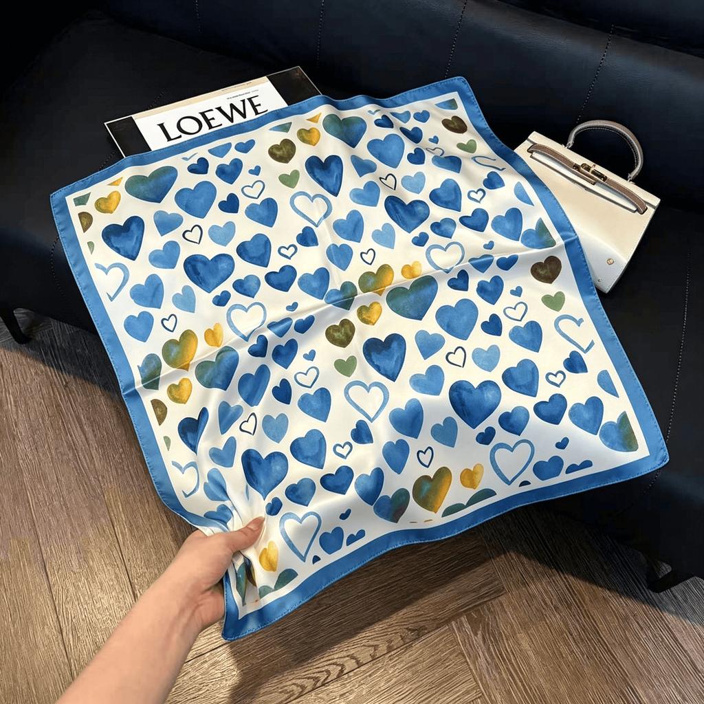 Lao Qian Feng Coffee Color Cashew Nut Silk Scarf Headscarf Versatile Neck Square Scarf Premium Sense Female Foreign Style Decorative Scarf Scarf
