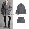 Autumn Suit Trim Poplin Long Sleeves Shirt 5063116 Shoelace Loose Mid Waist Shorts 1255535