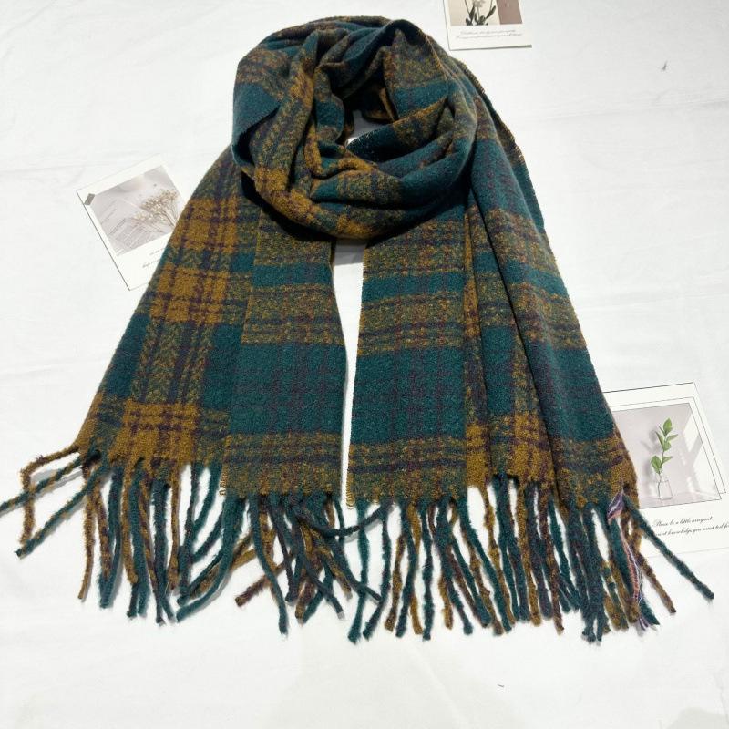 

New Winter Small Plaid Scarf for Women Soft Thickened Imitation Cashmere Scarf Korean Style Festival Versatile Student Gift