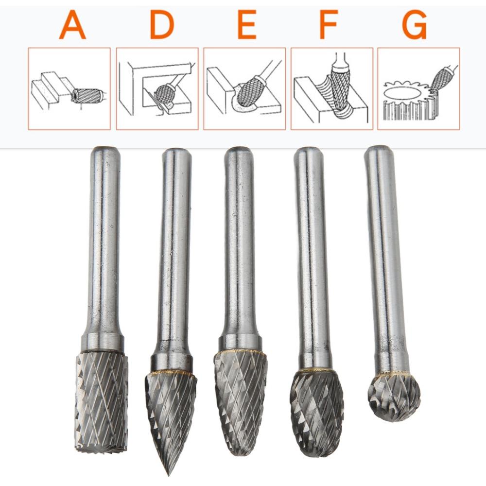 5PCS Alloy Steel Carbide Rotary Burr Set 6x10mm Rotary Burr File Set Weld Seam Trimming