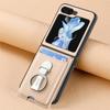 Folding Ring Holder Card Solt Carbon Fibre Wallet Case For Samsung Galaxy Z Flip 6 5 4 3 5G Flip6 flip5 Stand Vertical Bag Cover