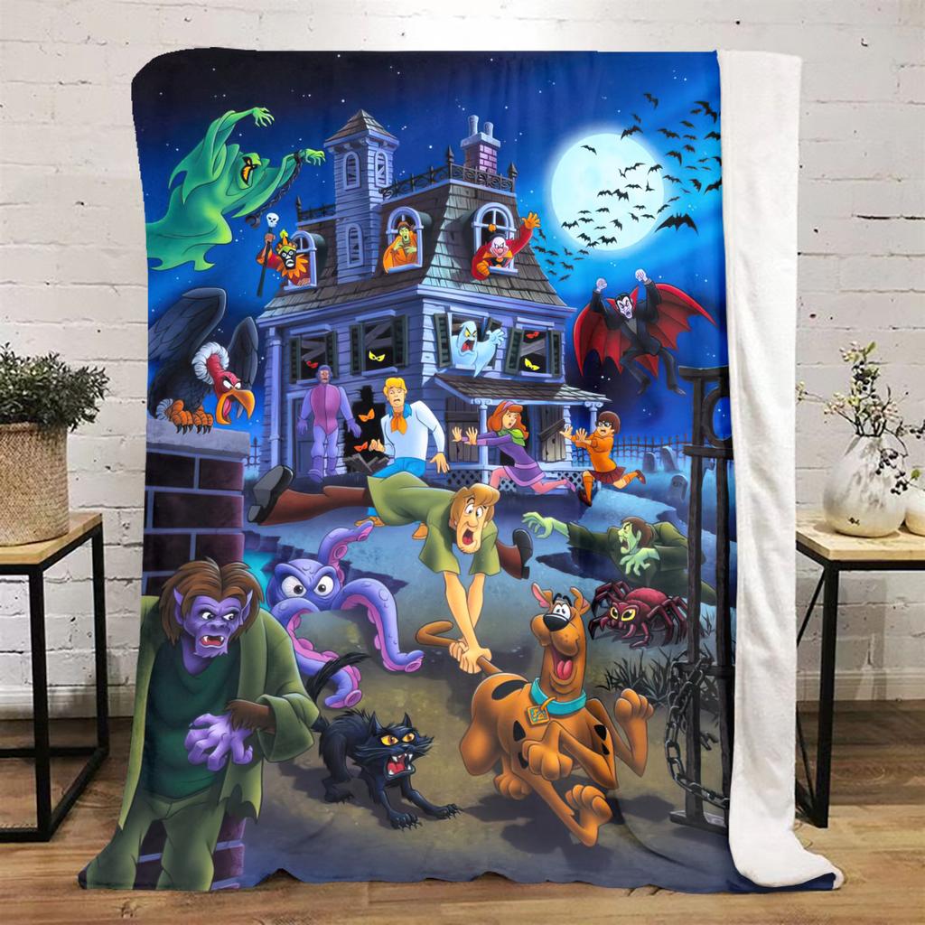 Halloween fantasy comedy adventure cartoon movie Scooby-Doo blanket soft home furnishing nap decoration four seasons warm Sherpa blanket U14