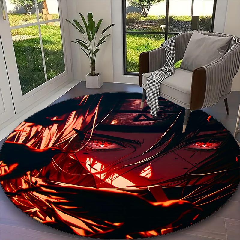1pc General-purpose Rug, Game Role Naruto Printed Round Rug, Comfortable Office Chair Carpet, Home Entrance Floor Mat