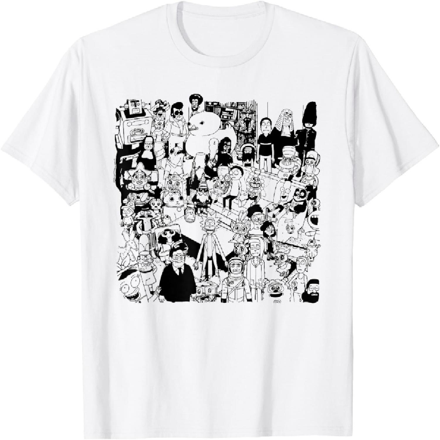 Футболка с групповым рисунком Рика и Морти, однотонная S белый