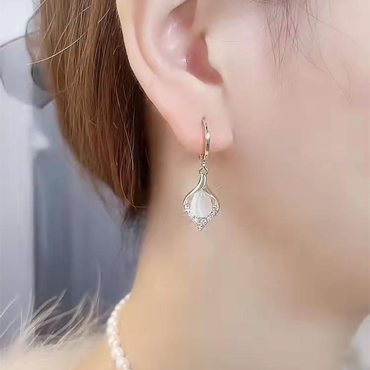 Luxury Jewelry Opal Zircon Dangle Earrings For Women Wedding Engagement Earring Valentines Day Gift Birthday Pendientes Mujer